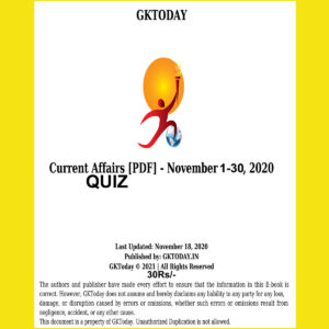GKTODAY CURRENT AFFAIRS QUIZ NOVEMBER 2020 (BLACK & WHITE)