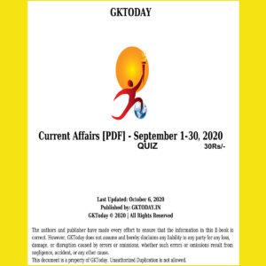 GKTODAY CURRENT AFFAIRS QUIZ SEPTEMBER 2020 (BLACK & WHITE)
