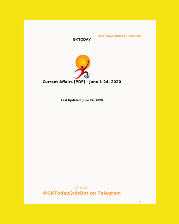 GKTODAY CURRENT AFFAIRS JUNE 2020 (BLACK & WHITE)