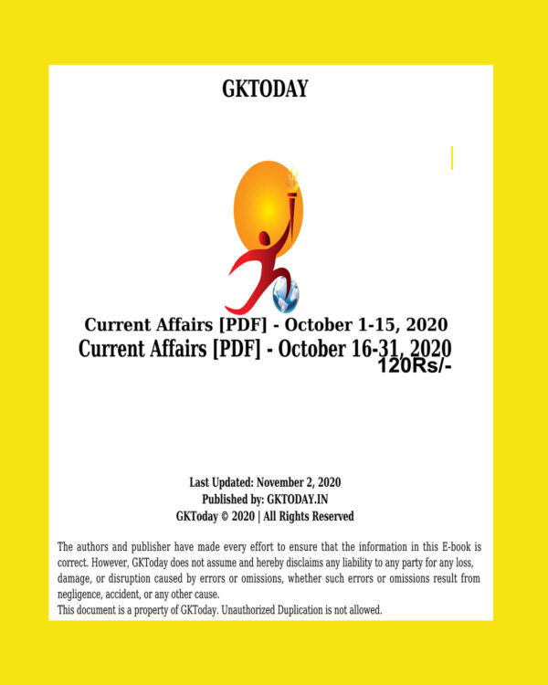 GKTODAY CURRENT AFFAIRS OCTOBER 2020 (BLACK & WHITE)