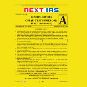 NEXT IAS GENERAL STUDIES CSE (P) TEST-23 TEST SERIES 2021