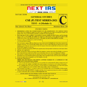 NEXT IAS GENERAL STUDIES CSE (P) TEST-6 TEST SERIES 2021
