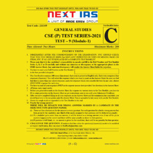 NEXT IAS GENERAL STUDIES CSE (P) TEST-9 TEST SERIES 2021