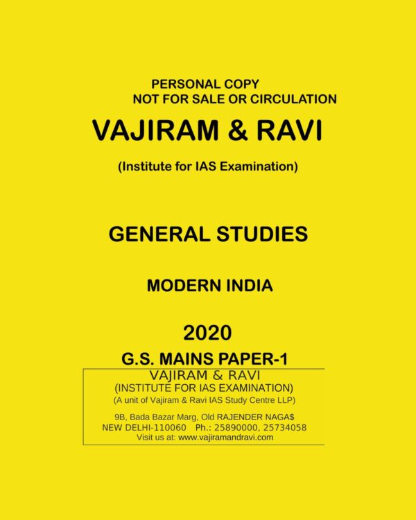 VAJIRAM & RAVI GENERAL STUDIES MODERN INDIA 2020