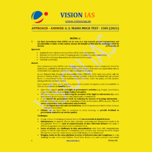 VISION IAS APPROACH ANSWER GS MAINS MOCK TEST- 1505 MAINS 2021 (BLACK & WHITE)