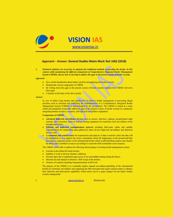 VISION IAS GENERAL STUDIES MAINS MOCK TEST-1062 (2018)