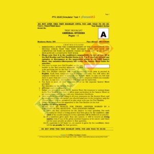 FORUM IAS SIMULATOR TEST - 1 TEST BOOKLET GENERAL STUDIES PAPER - 1 - 2020