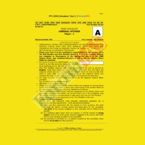 FORUM IAS SIMULATOR TEST - 2  TEST BOOKLET GENERAL STUDIES PAPER - 1 - 2020