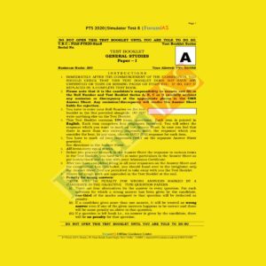 FORUM IAS SIMULATOR TEST - 8 TEST BOOKLET GENERAL STUDIES PAPER - 1 - PTS 2020