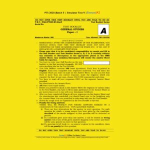 FORUM IAS SIMULATOR TEST - 9 TEST BOOKLET GENERAL STUDIES PAPER - 1 PTS - 2020
