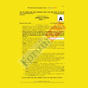 FORUMIAS TEST BOOKLET GENERAL STUDIES PAPER - 1 GS SIMULATOR TEST - 1 PTS 2021