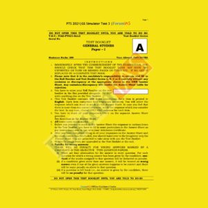 FORUMIAS TEST BOOKLET GENERAL STUDIES PAPER - 1 GS SIMULATOR TEST- 3 PTS 2021