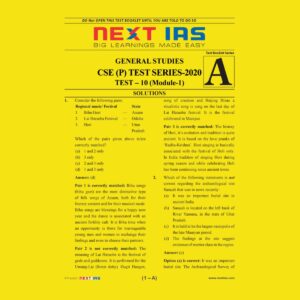 NEXT IAS CSE(P) TEST SERIES-2020 TEST-10 (MODULE-1)