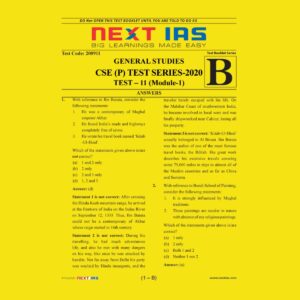 NEXT IAS CSE(P) TEST SERIES-2020 TEST-11 (MODULE-1)