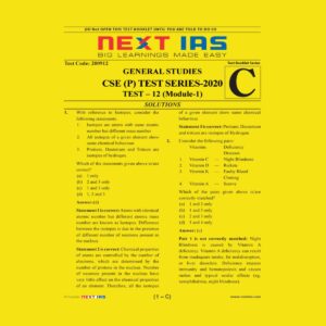 NEXT IAS CSE(P) TEST SERIES-2020 TEST-12 (MODULE-1)