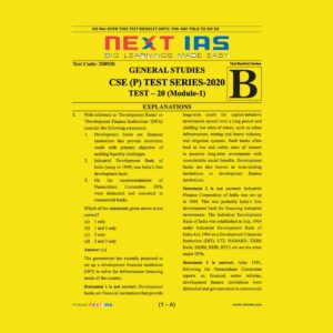 NEXT IAS CSE(P) TEST SERIES-2020 TEST- 20 (MODULE-1)