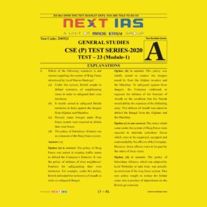 NEXT IAS CSE(P) TEST SERIES-2020 TEST- 23 (MODULE-1)