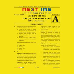 NEXT IAS CSE(P) TEST SERIES-2020 TEST- 26 (MODULE-1)