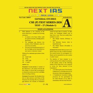 NEXT IAS CSE(P) TEST SERIES-2020 TEST- 27 (MODULE-1)