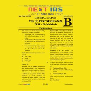 NEXT IAS CSE(P) TEST SERIES-2020 TEST- 28 (MODULE-1)