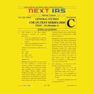 NEXT IAS CSE(P) TEST SERIES-2020 TEST- 29 (MODULE-1)