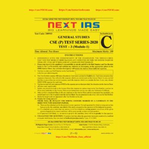NEXT IAS CSE(P) TEST SERIES-2020 TEST-3 (MODULE-1)