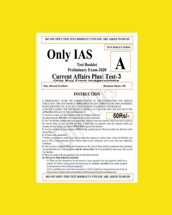 ONLY IAS TEST BOOKLET 2020 CURRENT AFFAIRS PLUS TEST-3