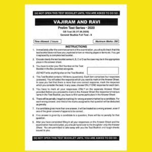 VAJIRAM AND RAVI GS TEST-20 ( 17 -05- 2020)  GENERAL STUDIES FULL TEST-8