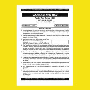 VAJIRAM AND RAVI GS TEST-22 ( 01 -06- 2020)  GENERAL STUDIES FULL TEST-10