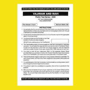 VAJIRAM AND RAVI GS TEST-25 ( 09-08- 2020)  FULL LENGTH TEST