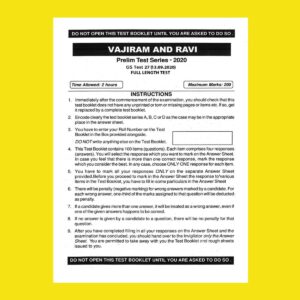 VAJIRAM AND RAVI GS TEST-27 ( 13 -09- 2020)  FULL LENGTH TEST