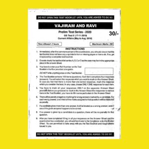 VAJIRAM AND RAVI TEST SERIES- 2020 GS TEST-5 ( 17-11-2019) CURRENT AFFAIRS ( MAY TO AUG 2019)