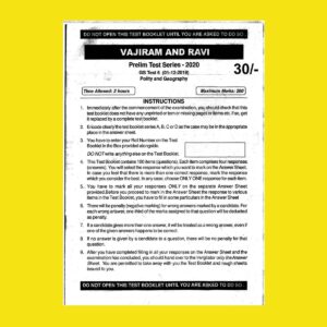 VAJIRAM AND RAVI TEST SERIES- 2020 GS TEST-6 ( 01-12-2019) POLITY AND GEOGRAPHY
