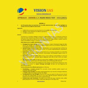 VISION IAS APPROACH ANSWER G.S. MAINS MOCK TEST - 1512 (2021) (BLACK & WHITE)