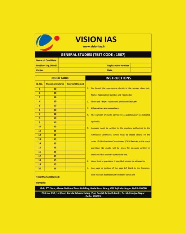 VISION IAS GENERAL STUDIES MAINS TEST CODE-1507 QCA (2021)
