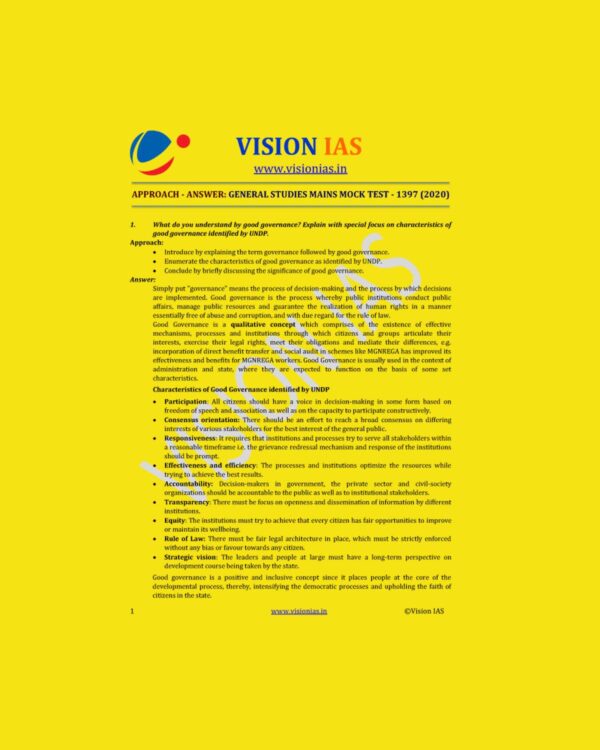 VISION IAS GENERAL STUDIES MAINS MOCK TEST-1397 (2020)