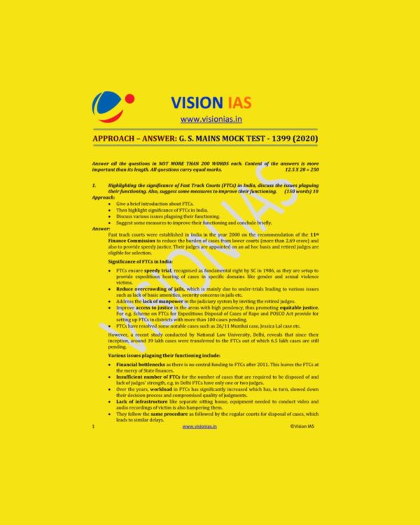 VISION IAS GENERAL STUDIES MAINS MOCK TEST-1399 (2020)