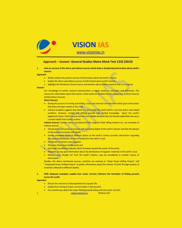VISION IAS GENERAL STUDIES MAINS MOCK TEST-1232 (2019)