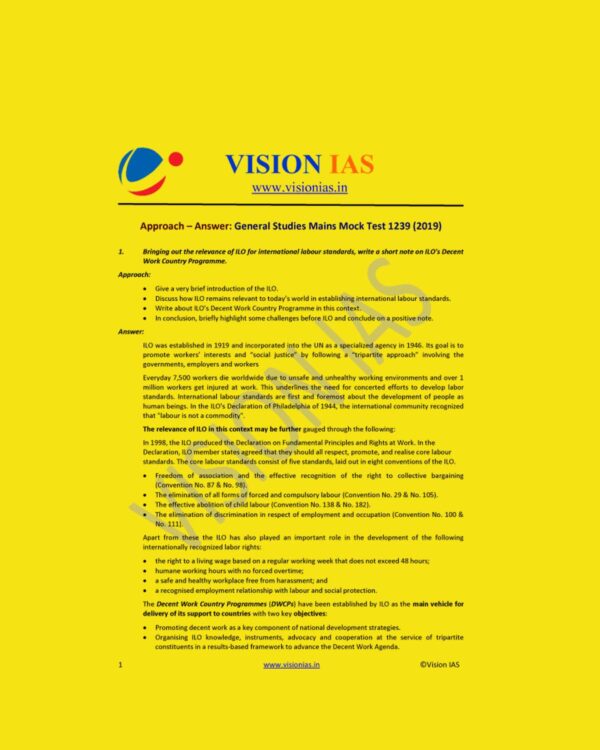 VISION IAS GENERAL STUDIES MAINS MOCK TEST-1239 (2019)