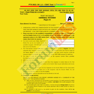 FORUM IAS GENERAL STUDIES PTS 2022 BATCH-B-1, L-1- CSAT TEST-1 TO TEST-3 (BLACK & WHITE) GROUPED