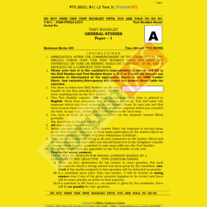 FORUM IAS GENERAL STUDIES BATCH-B-1, L-2- G.S-TEST-3 PTS 2022