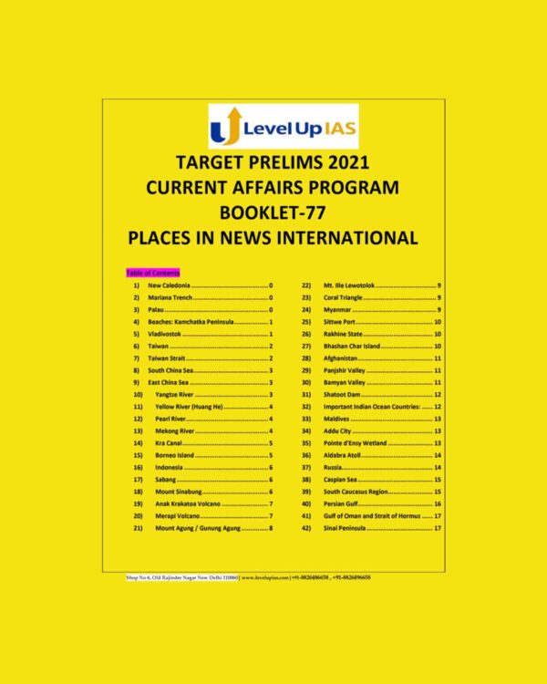 LEVELUP IAS -  TARGET PRELIMS 2021 CURRENT AFFAIRS PROGRAM BOOKLET-77 - PLACES IN NEWS INTERNATIONAL