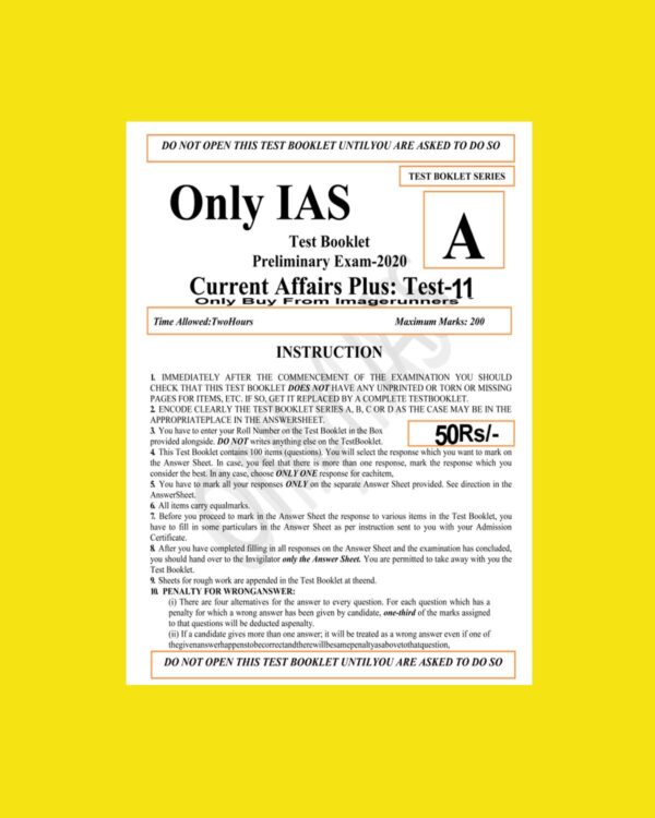 ONLY IAS TEST BOOKLET 2020 CURRENT AFFAIRS PLUS TEST-11