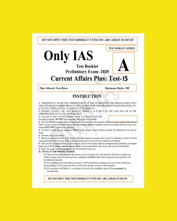 ONLY IAS TEST BOOKLET 2020 CURRENT AFFAIRS PLUS TEST-15