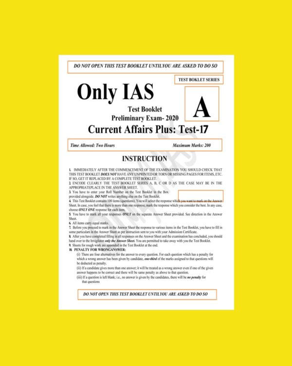 ONLY IAS TEST BOOKLET 2020 CURRENT AFFAIRS PLUS TEST-17