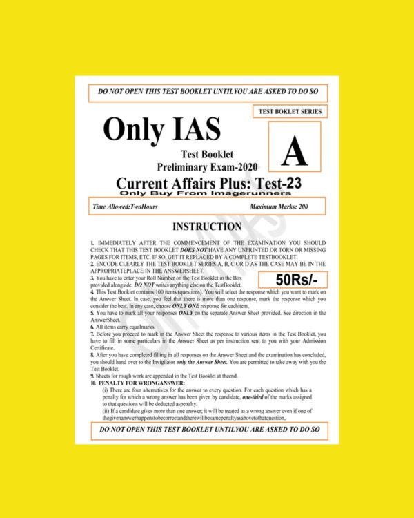 ONLY IAS TEST BOOKLET 2020 CURRENT AFFAIRS PLUS TEST-23