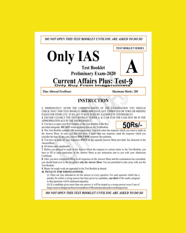 ONLY IAS TEST BOOKLET 2020 CURRENT AFFAIRS PLUS TEST-9