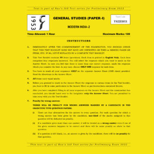 RAU’S IAS PRELIMS 2022 TEST-11 (GENERAL STUDIES PAPER-1) MODERN INDIA -2 2021 (BLACK &  WHITE)
