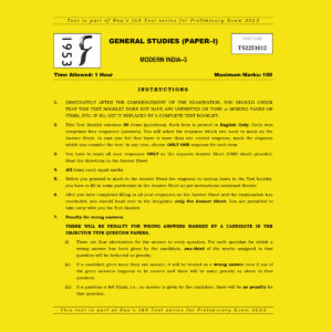 RAU’S IAS PRELIMS 2022 TEST-12 (GENERAL STUDIES PAPER-1) MODERN INDIA -3 2021 (BLACK &  WHITE)