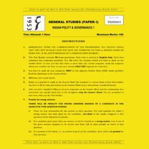 RAU’S IAS PRELIMS 2022 TEST-13 (GENERAL STUDIES PAPER-1) INDIAN POLITY & GOVERNANCE-1 2021 (BLACK & WHITE)